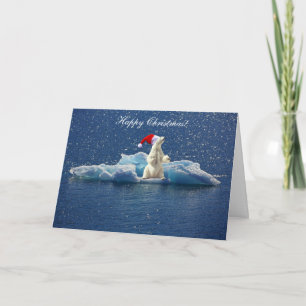 Cartão De Festividades Happy Christmas polar bear ice Christmas card