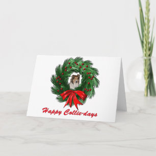 Cartão De Festividades Happy Collie-days Wreath