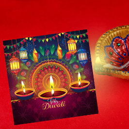 Cartão De Festividades Happy Diwali Diya Mandala Festival de Luz