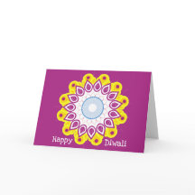 Happy Diwali Mandala Magenta Amarelo