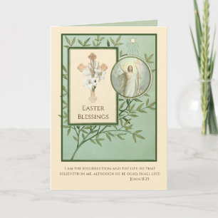 Cartão De Festividades Happy Easter Blessings Prayer Resurrection Vintage