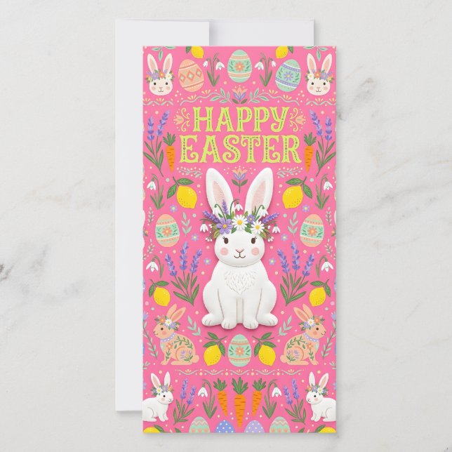 Cartão De Festividades Happy Easter Bunny Card (Frente)