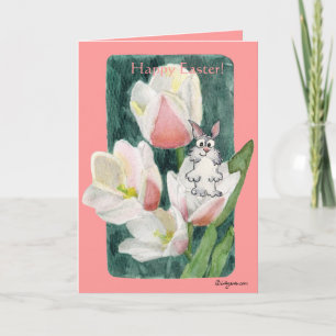 Cartão De Festividades Happy Easter Bunny in Tulip Easter Cards