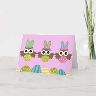 Cartão De Festividades Happy Easter Bunny Owls