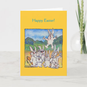 Cartão De Festividades Happy Easter Cartoon Bunnies Greeting Cards