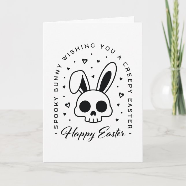 Cartão De Festividades Happy Easter creepy wishes spooky bunny (Frente)
