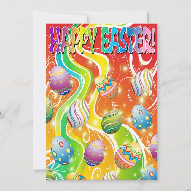 Cartão De Festividades Happy Easter Eggs Festive Pattern (Frente)