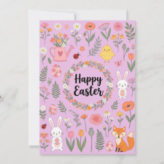 Cartão De Festividades Happy Easter Floral Card 