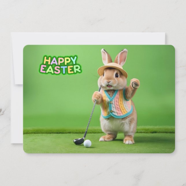 Cartão De Festividades Happy Easter from Hilton Head Island Golf Bunny (Frente)