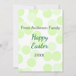 Cartão De Festividades Happy Easter gray green polka dots family name