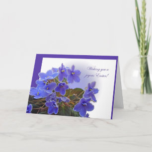 Cartão De Festividades Happy Easter Greeting Card - Blue African Violets