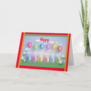 Cartão De Festividades Happy Easter Holiday Bunny Floral Holiday Cards