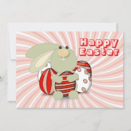 Cartão De Festividades Happy Easter with bunny and eggs