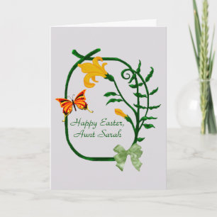 Cartão De Festividades Happy Easter, Yellow Tulip and Butterfly