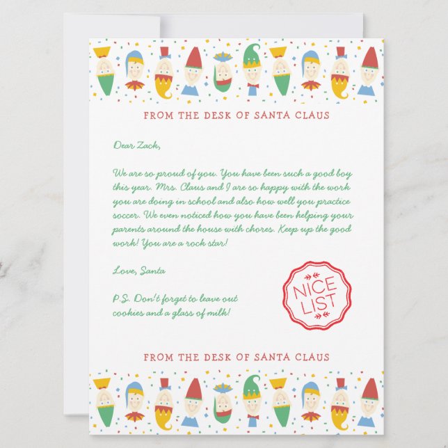 Cartão De Festividades Happy Elf Holiday - Letra de Papais noeis (Frente)