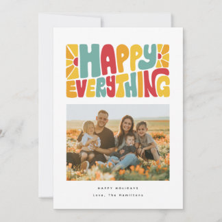 Cartão De Festividades Happy Everything Retro Bubble Letters Photo Card