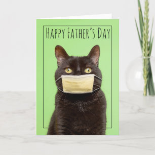 Cartão De Festividades Happy Father's Day Cat in Face Mask Humor