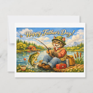Cartão De Festividades Happy Fathers Day to Your Favorite Fishing Cat Dad