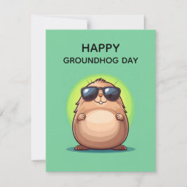 Cartão De Festividades Happy Groundhog Day Cute Colorful Woodchuck 