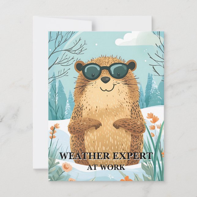 Cartão De Festividades Happy Groundhog Day Cute Colorful Woodchuck  (Frente)