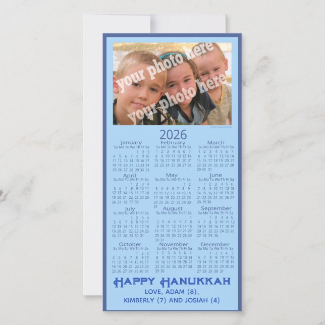 Cartão De Festividades Happy Hanukkah Custom Photo 2026 Calendar Picture (Frente)