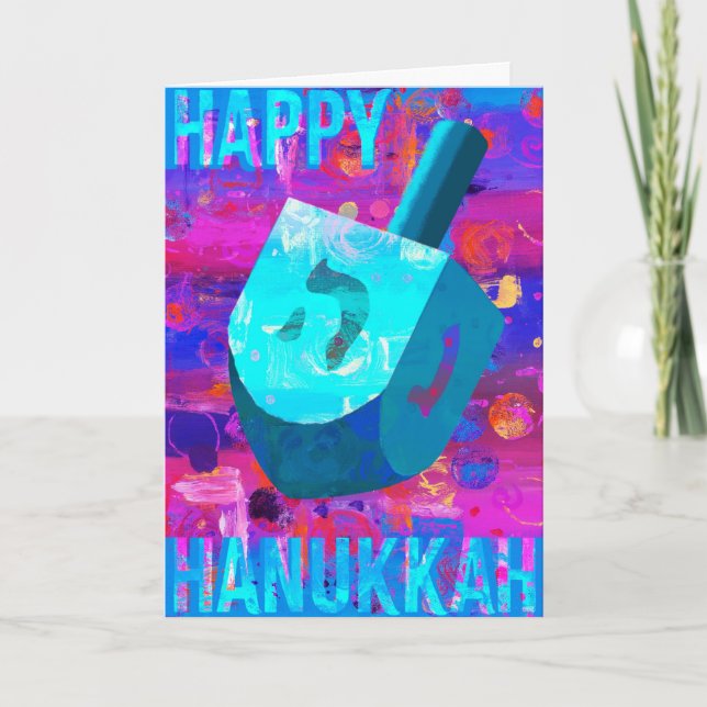 Cartão De Festividades Happy Hanukkah Dreidel (Frente)