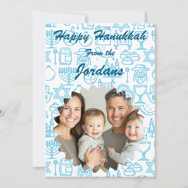 Cartão De Festividades Happy Hanukkah family photo card personalize (Frente)