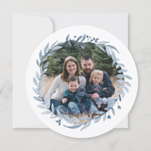 Cartão De Festividades Happy Hanukkah Festival of Light Blue Wreath Photo