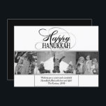 Cartão De Festividades Happy Hanukkah | Foto Preta 3 de Script Moderno<br><div class="desc">O mínimo clássico Bar negro/Bat Mitzvah e a moderna Estrela de Hanukkah de David contra um fundo sólido cria um elegante e sofisticado design. Para obter outros produtos de coordenação ou correspondência, visite justFharryn em Zazzle.com ou entre em contato com o designer, c/o Fharryn@yahoo.com Todos os direitos reservados. #zazzlemade #christmasdecor...</div>