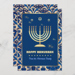 Cartão De Festividades Happy Hanukkah. Gold Menorah Flat Cards<br><div class="desc">Happy Hanukkah. Gold Foil Menorah design Flat Greeting Cards / Hanukkah Celebration Invitations with personalized names and text. Matching cards and gifts available in the Jewish Holidays / Hanukkah Category of our store.</div>