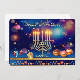 Cartão De Festividades Happy Hanukkah Gold Menorah Jewish Holiday