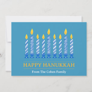 Cartão De Festividades Happy Hanukkah Saudação Simples da Vela Elegante
