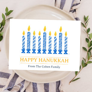 Cartão De Festividades Happy Hanukkah Saudação Simples da Vela Elegante