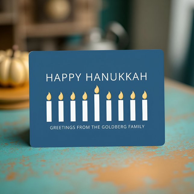 Cartão De Festividades Happy Hanukkah | Saudação Simples e Moderna da Vel (Criador carregado)