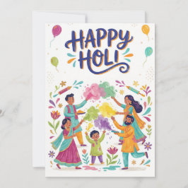 Cartão De Festividades Happy Holi Greeting Card - Family Color Festival