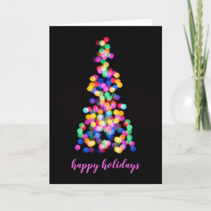 Cartão De Festividades Happy Holidays Abstract Colorful Tree Lights