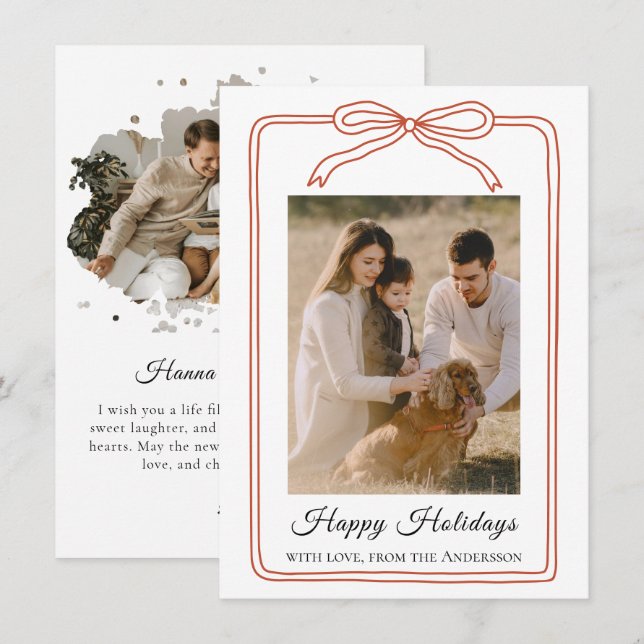 Cartão De Festividades Happy Holidays Arch 2 Photo (Frente/Verso)