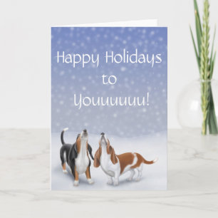 Cartão De Festividades Happy Holidays Basset Hounds Card