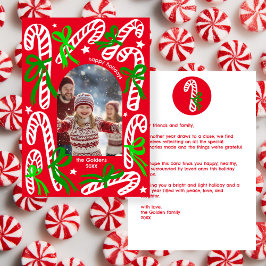 Cartão De Festividades Happy Holidays Candycanes CUSTOM PHOTO Christmas