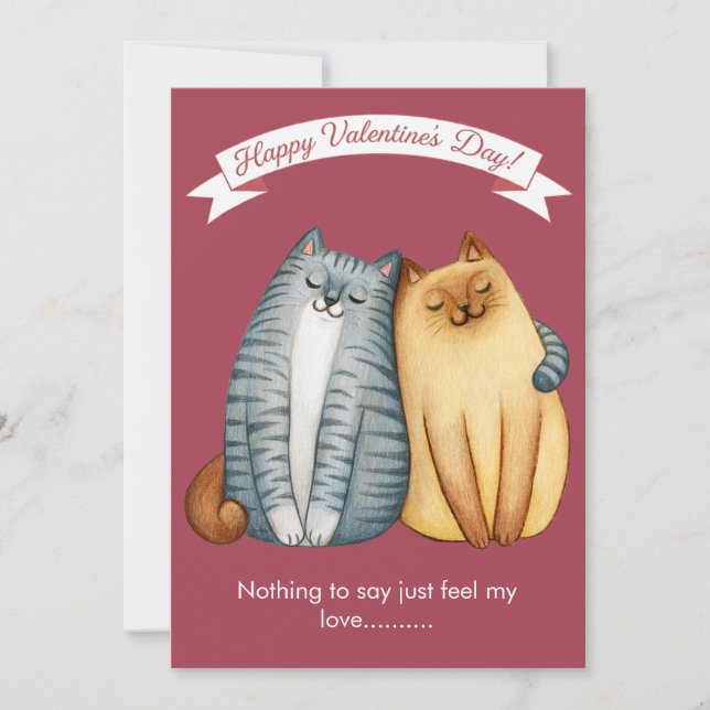 Cartão De Festividades Happy Holidays Cat Valentine's Love (Frente)
