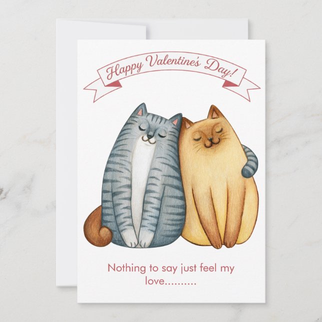 Cartão De Festividades Happy Holidays Cat Valentine's Love White (Frente)