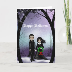 Cartão De Festividades Happy Holidays Goth Couple Greeting Card