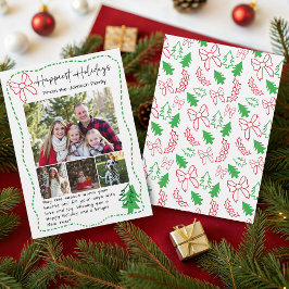 Cartão De Festividades Happy Holidays Hand Drawn Christmas Doodles Photo