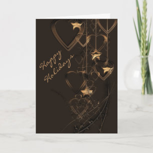 Cartão De Festividades Happy Holidays, Hearts and Stars Card