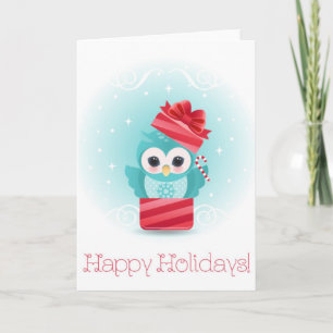 Cartão De Festividades Happy Holidays owl