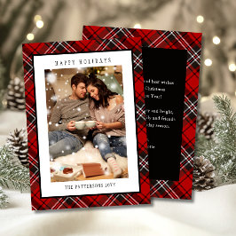 Cartão De Festividades Happy Holidays Red Plaid Christmas Tartan Photo