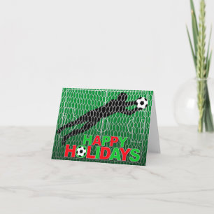 Cartão De Festividades Happy Holidays Soccer Field Goal