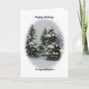 Cartão De Festividades Happy Holidays to my employees/snow covered trees.