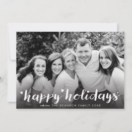 Cartão De Festividades Happy Holidays White Script Photo Overlay Greeting