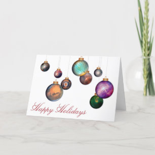 Cartão De Festividades Happy Holidays with Hubble Space Photo Ornaments